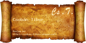 Csobán Tibor névjegykártya